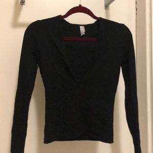 American Apparel Black Deep V Shirt
